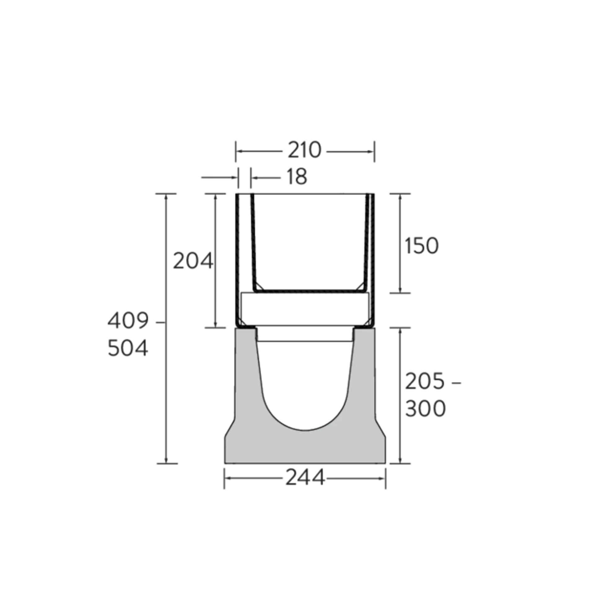 BIRCO Rinnen, Schlitz- und Spülkastenaufsätze 4 mm NW 150