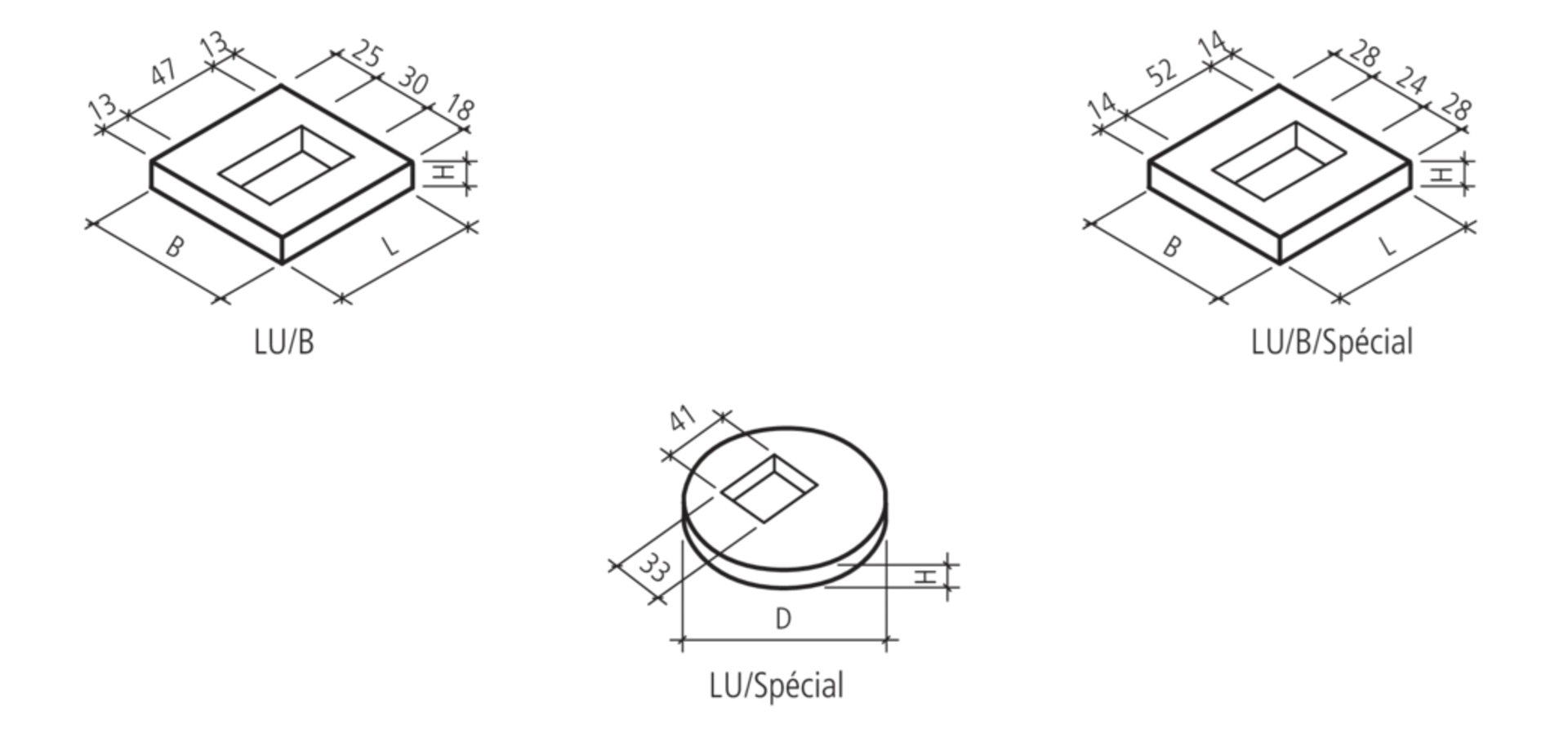 Cadre de regard, type LU