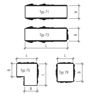 PROFILO Mauerabdeckplatten 2-seitig und 4-seitig strukturier